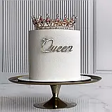 Декор для торта Корона D8 см із блакитним камінням, фото 2
