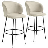 Міцний набір із 2 барних стільців Luana, кремовий/чорний, фото 4