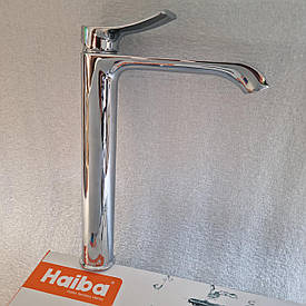 Високий латунний змішувач на стільницю для чаші умивальника HAIBA BOLERO 001 High Chrome