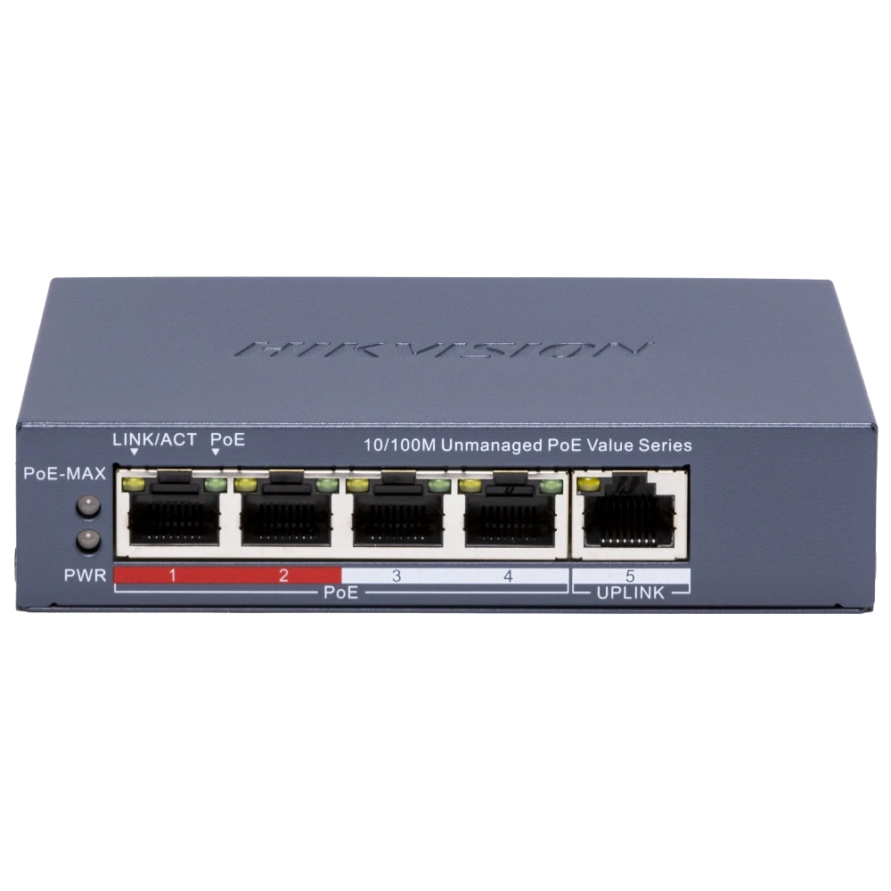Hikvision DS-3E0105P-E/M(C) POE Комутатор 4 порти некерований, фото 1