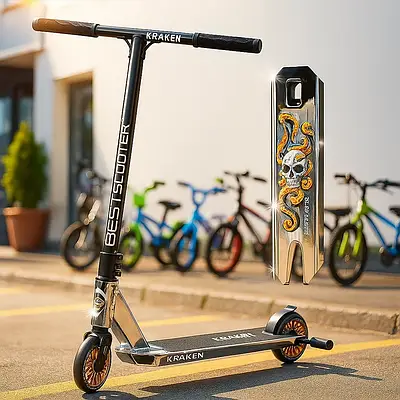 Спортивний самокат хлопчикові та дівчинці від 5 років для трюків / Дитячий скутер Пегі гальмо колеса PU 110 мм Білий