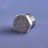 Заглушка різьбова шестигранна нержавіюча DN20 (3/4") зовнішня різьба BSPP, н/ж сталь AISI304, Class 150, фото 3