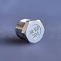 Заглушка різьбова шестигранна нержавіюча DN20 (3/4") зовнішня різьба BSPP, н/ж сталь AISI304, Class 150