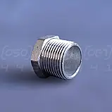 Заглушка різьбова шестигранна нержавіюча DN20 (3/4") зовнішня різьба BSPP, н/ж сталь AISI304, Class 150, фото 5