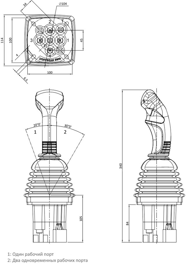 габаритные размеры джойстика JSSC400/01 размеры джойстика JSSC400/01