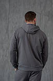 Толстовка Dias чоловіча однотонна капюшон блискавка кармани М сіра, фото 2