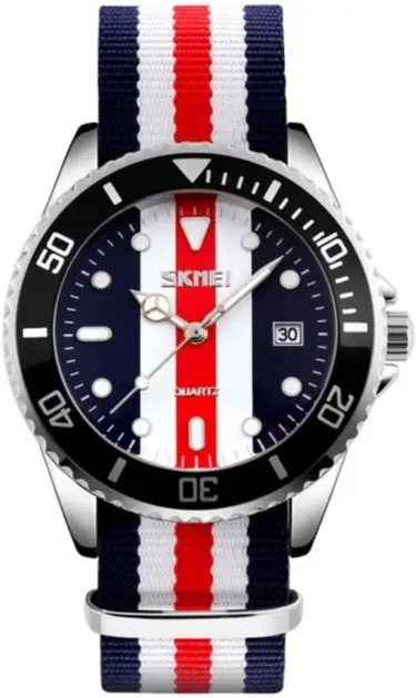 Годинник Skmei 9133RD Red | спортивний кварцовий годинник з датою, водонепроникний, ремінець NATO, фото 1