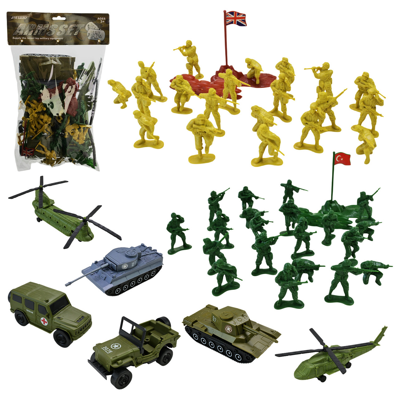 Військовий набір JL668-60 з технікою та солдатиками, 53 елементи, фото 1