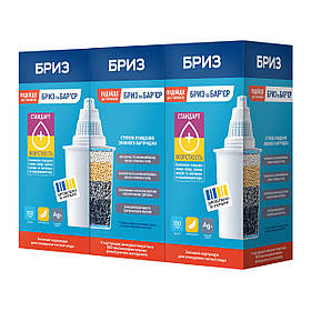 Комплект змінних картриджів Бриз СТАНДАРТ+ЖОРТКІСТЬ (3 ШТ.) (для фільтр-глечиків Бриз і Бар'єр)