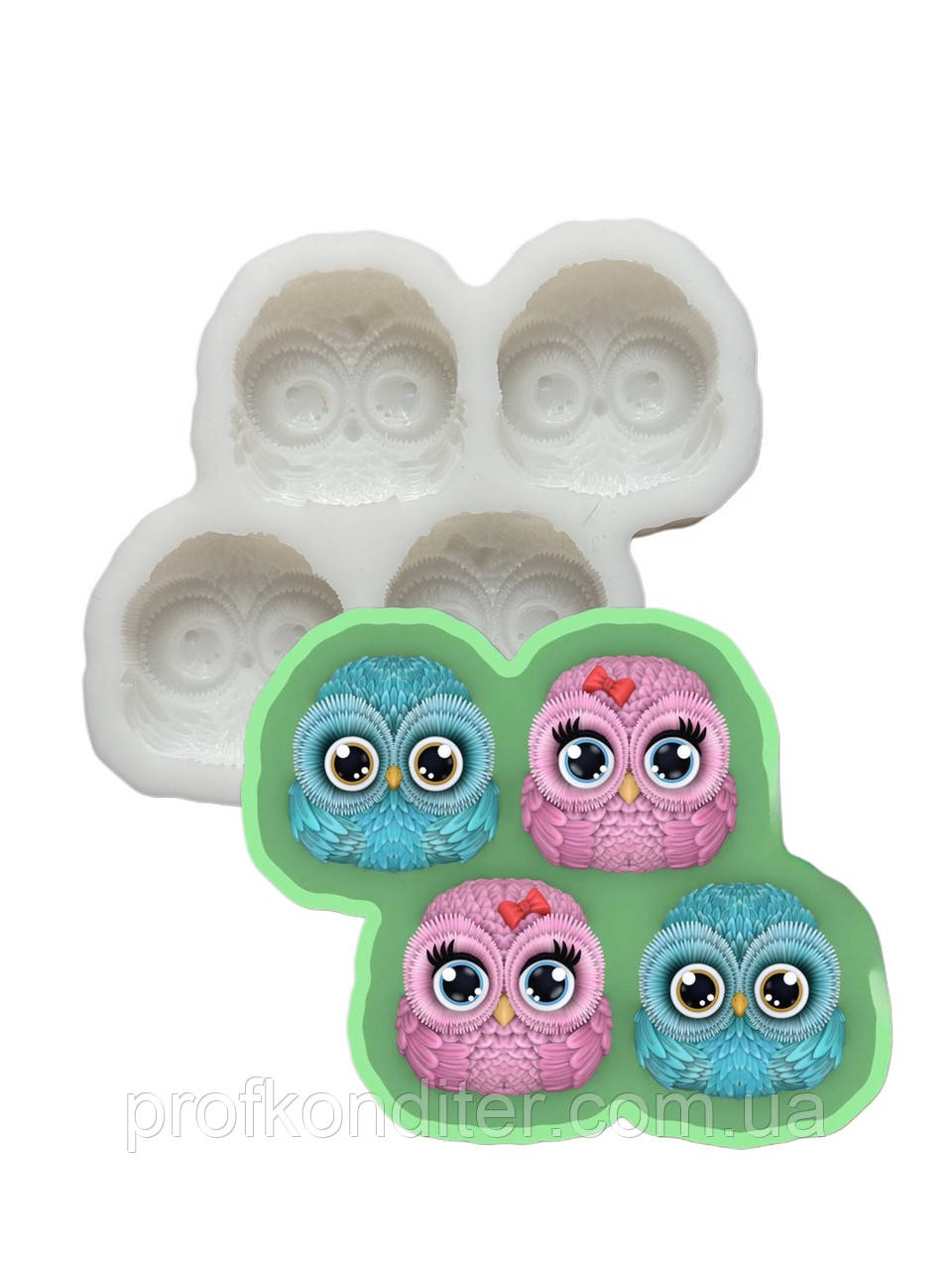 Силіконовий молд для ГІПСУ, МИЛА та ін "Совушки (4шт)", фото 1