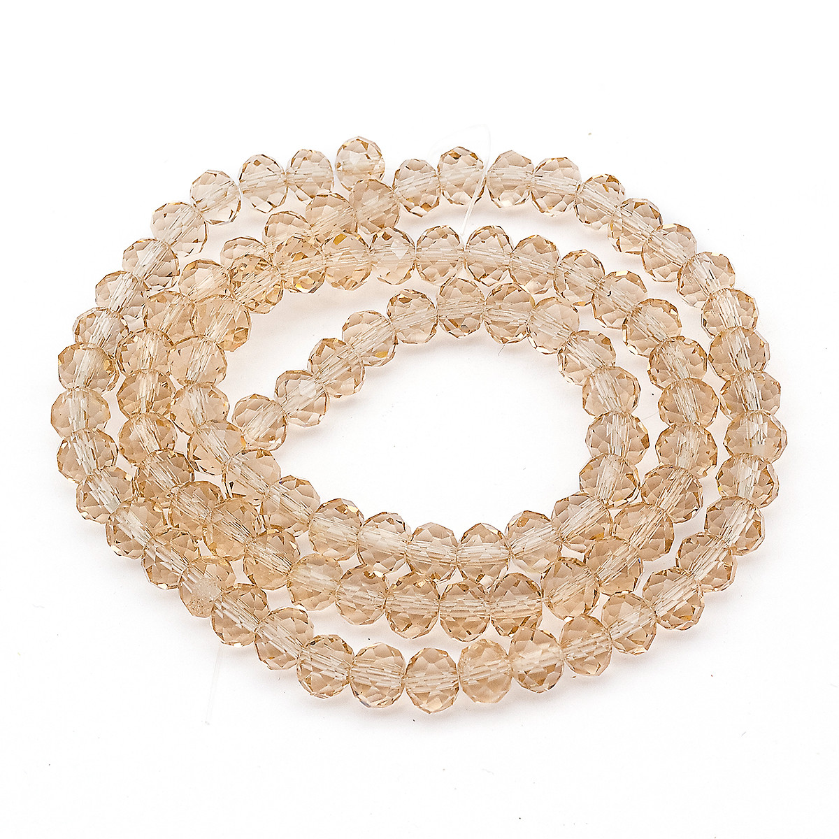 Намистини Австрійський Кришталь, Скло Грановані Прозорі, Рондель, Світло-коричневий, 6х4мм, 92шт/36см/нитка, фото 1