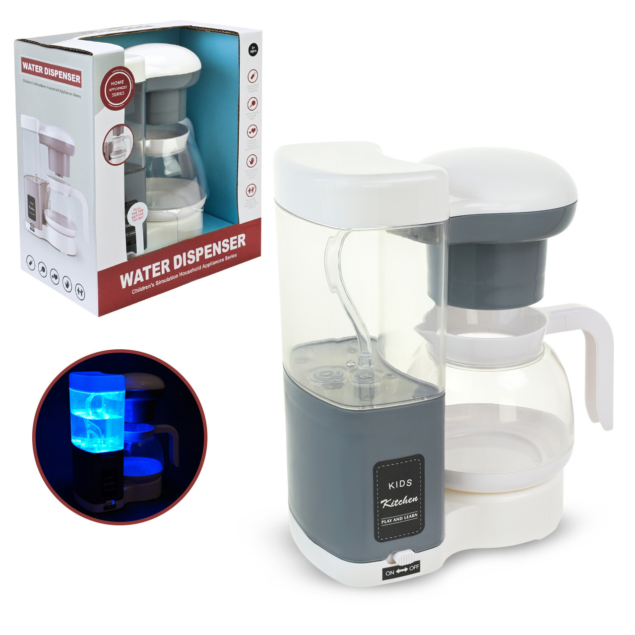 Іграшка побутова техніка 998-9L кавоварка на батарейках зі світлом, звуком та водою, фото 1