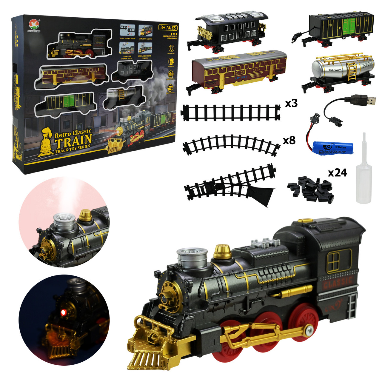 Дитяча залізниця 699-31A з акумулятором, світлом, звуком та димом, фото 1