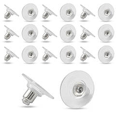 Заглушки для Сережок, Латунь та Силікон Комбіновані, Платина, 12х7мм, Отвір 1мм, 20 шт