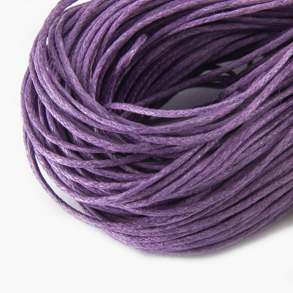 Шнур Вощений Бавовняний для плетіння, Макраме та біжутерії, Ліловий, 1мм, близько 60-65м/зв'язка, фото 1