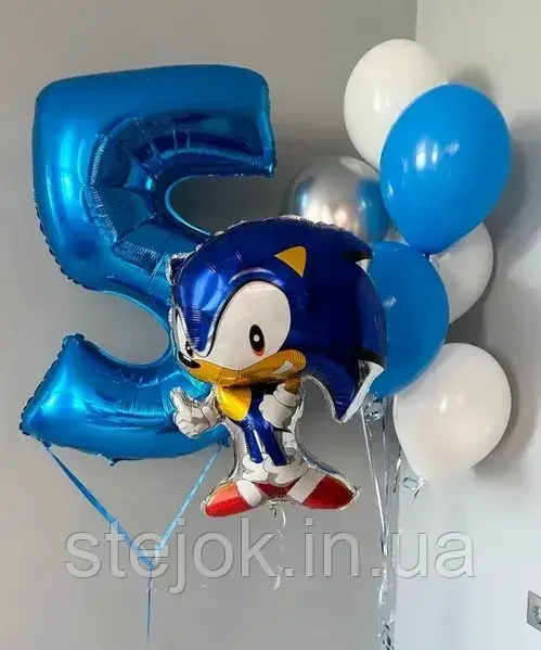 Набір куль "Сонік" з синьою цифрою, фото 1