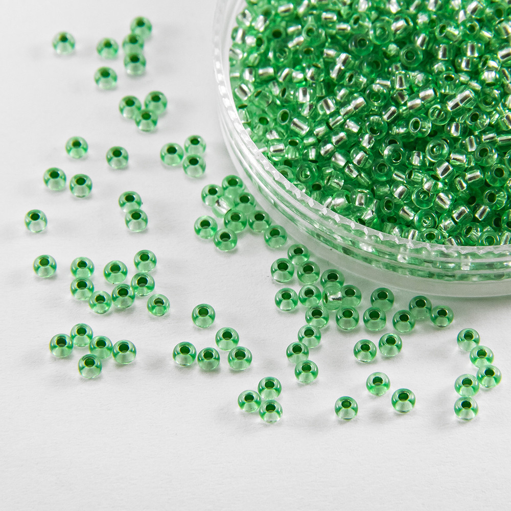 Бісер 08256 Чеський Preciosa 10/0, Кристал Прозорий CTCLS, Зелений, Круглий, 50 г, фото 1