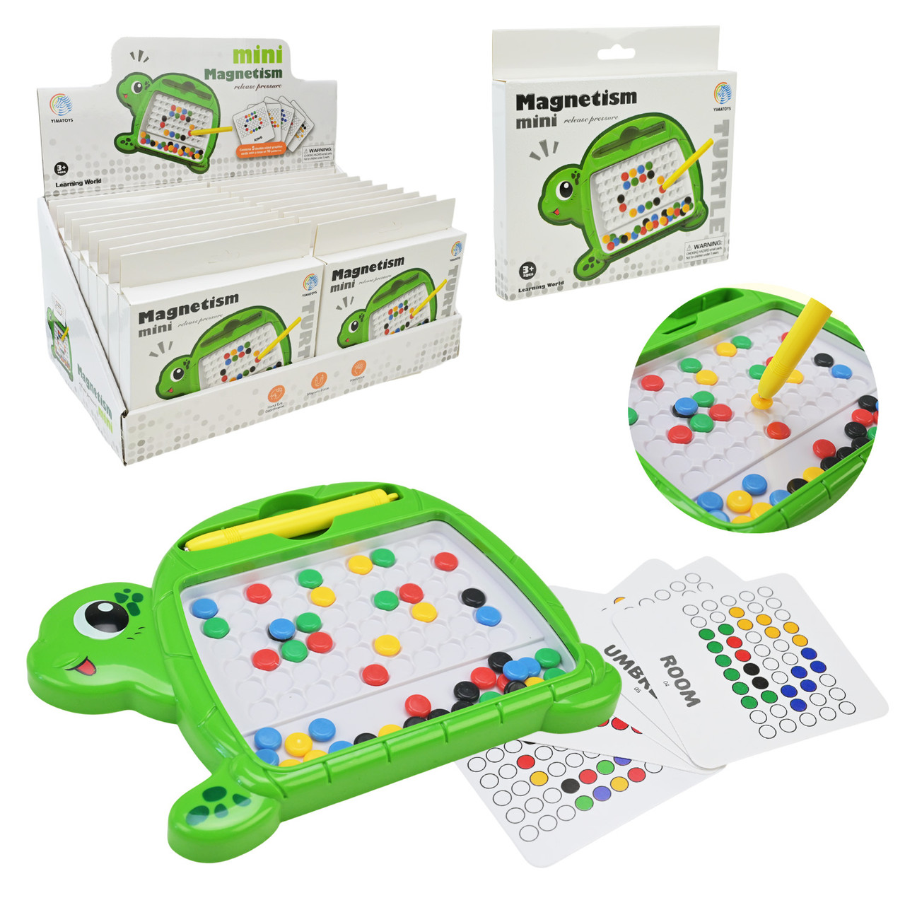 Мозаїка-магнитна YM-81 дощечка, палочка, р-р 16*15, 6*2см, 5 карток, 12 боксів по 18шт, бокс 33, 6*20*17см, фото 1