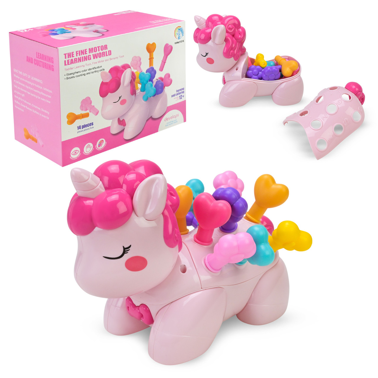 Іграшка логіка-сортер поні 8819 з формами сердечка та квіточки, розмір 20×10×16 см, фото 1