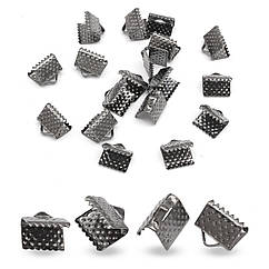 Концевики Затискачі для Стрічок, Залізні, Колір Збройова Сталь, 8х6х5мм, Отвір 2мм, 20 шт