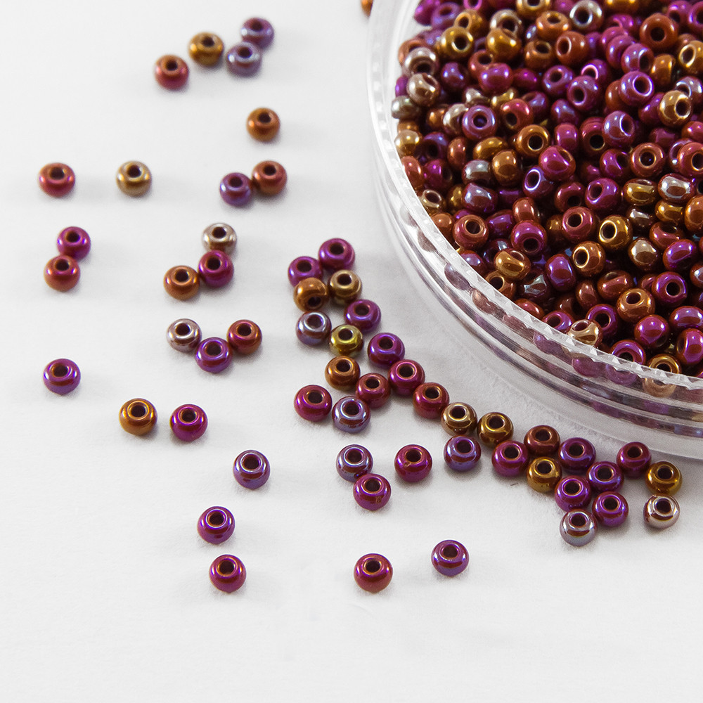 Бісер 14600 Чеський Preciosa 10/0, Непрозорий Райдужний OL, Коричневий, Круглий, 50 г, фото 1