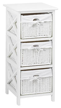 Комод із 3 плетеними шухлядами, колір білий, mebelime