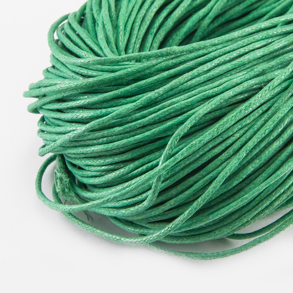 Шнур Вощений Бавовняний для плетіння, Макраме та біжутерії, Зелений, 1.5мм, близько 60-65м/зв'язка, фото 1