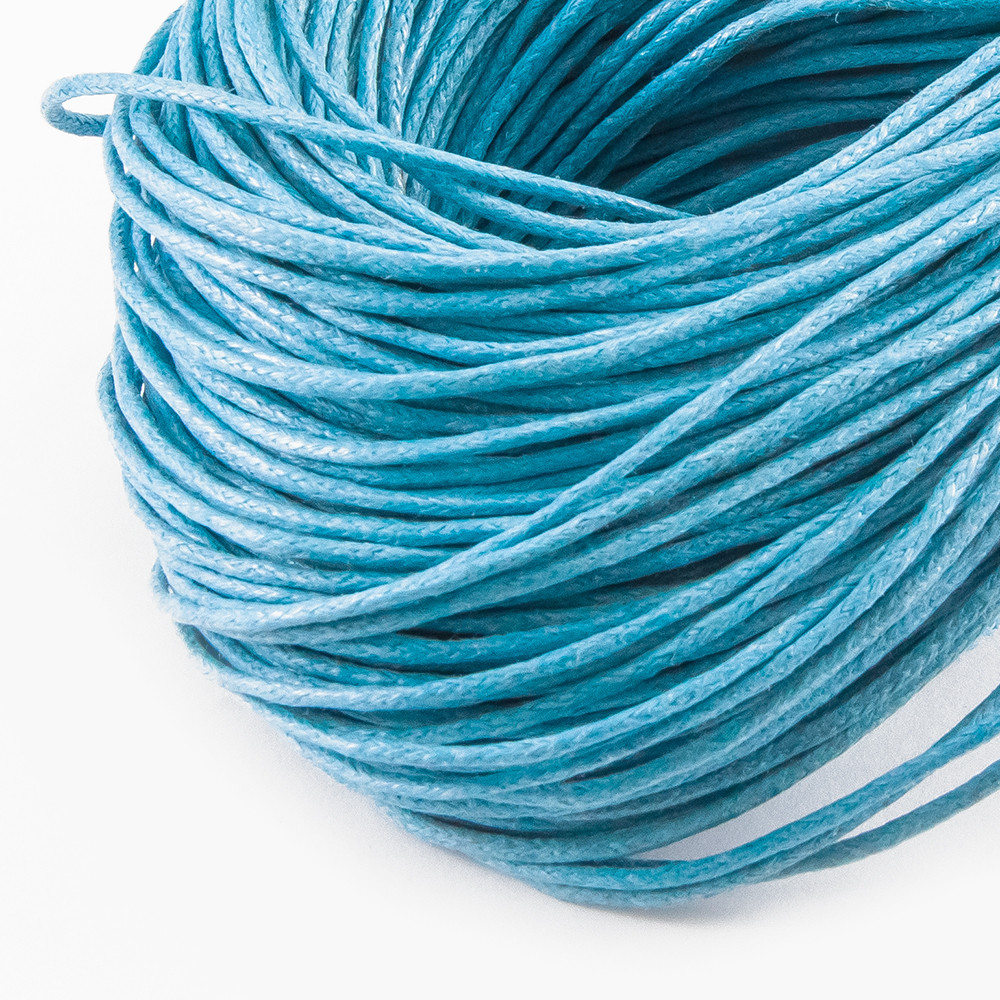 Шнур Вощений Бавовняний для плетіння, Макраме та біжутерії, Блакитний, 1.5мм, близько 60-65м/зв'язка, фото 1