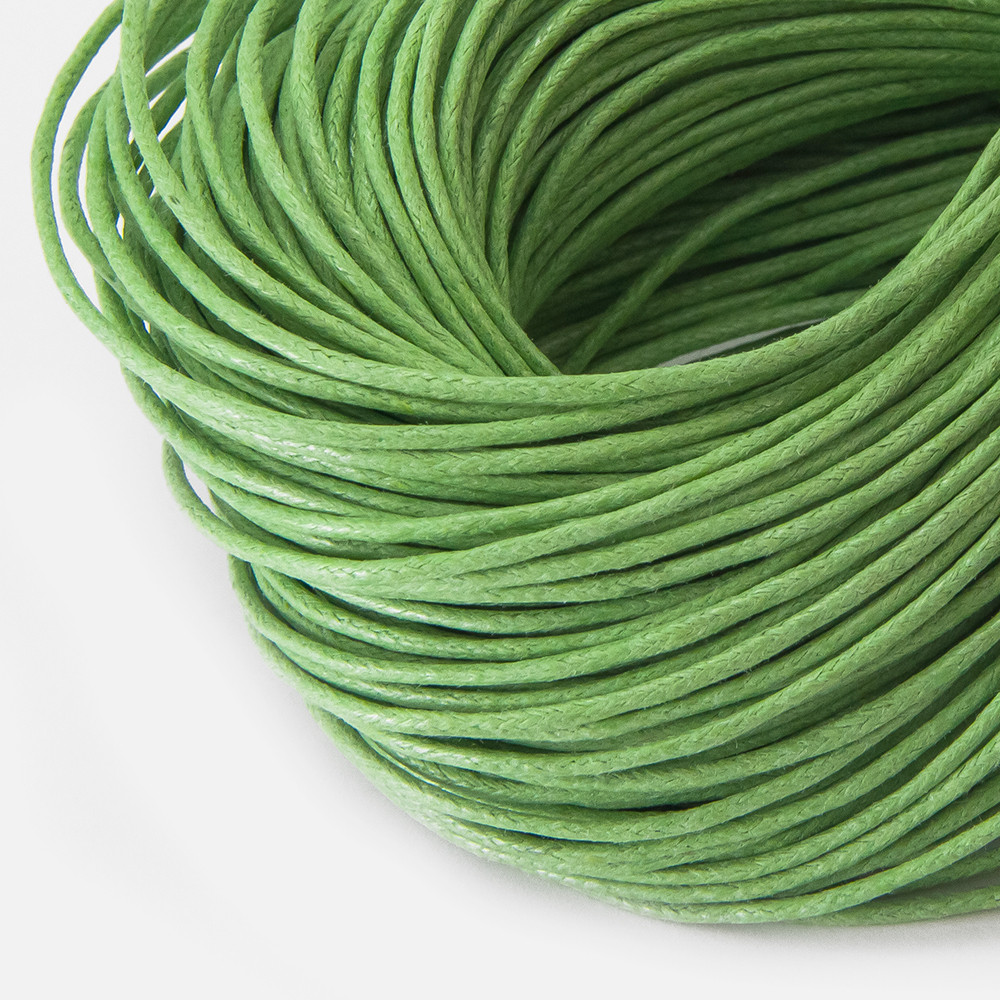 Шнур Вощений Бавовняний для плетіння, Макраме та біжутерії, Салатовий, 1.5мм, близько 60-65м/зв'язка, фото 1
