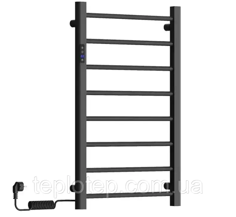 Рушникосушка електрична Siena ліва у розетку 800x350 мм Чорний (RR-CN800-350SB-L), фото 1