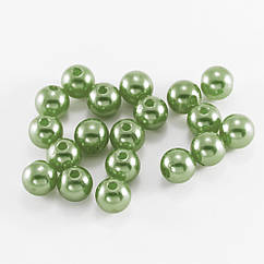 Перли Намистини Акрилові, Глянцеві, Круглі, Блідо-зелений, 6мм, Отвір 1.5мм, близько 230шт/25г