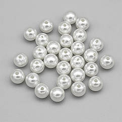 Перли Намистини Акрилові, Глянцеві, Круглі, Білий, 12мм, Отвір 2.7мм, близько 28шт/25г
