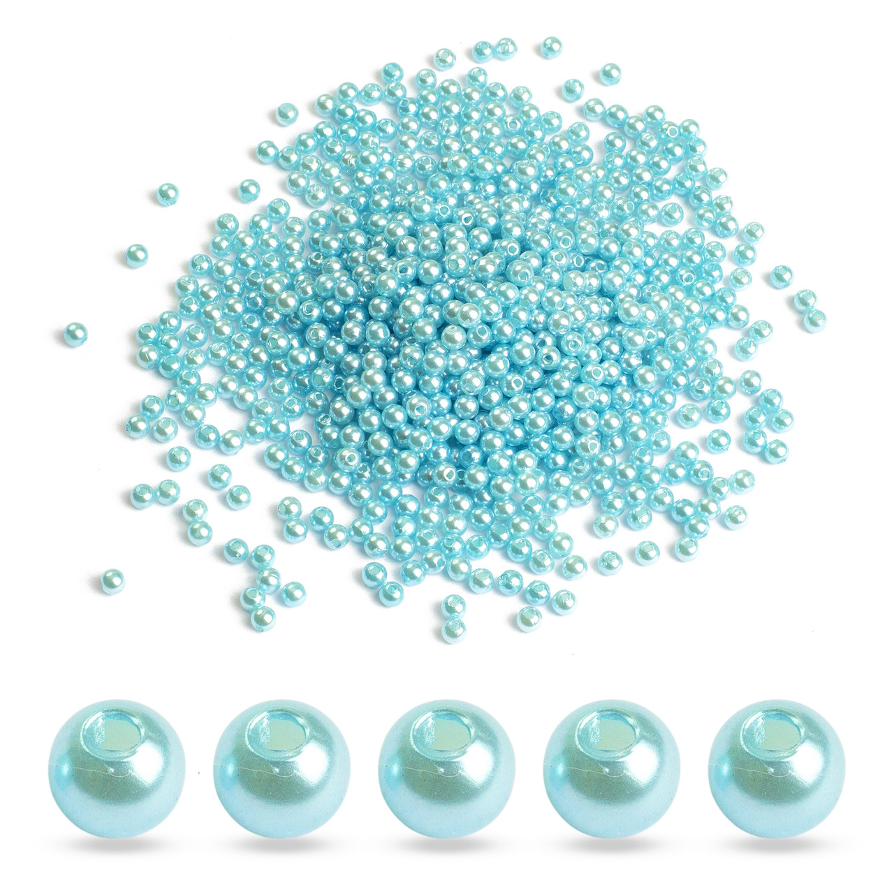 Перли Намистини Акрилові, Глянцеві, Круглі, Аквамарин, 4мм, Отвір 1мм, близько 850шт/25г, фото 1