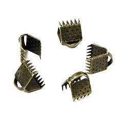 Концевики Затискачі для Стрічок, Залізні, Колір Бронзовий, 6х7мм, Отвір 2мм, 50 шт
