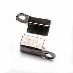 Концевики-Затискачі для Шнура, Залізні, Колір Збройова Сталь, 9х3.5х4мм, Отвір 2мм, 100 шт