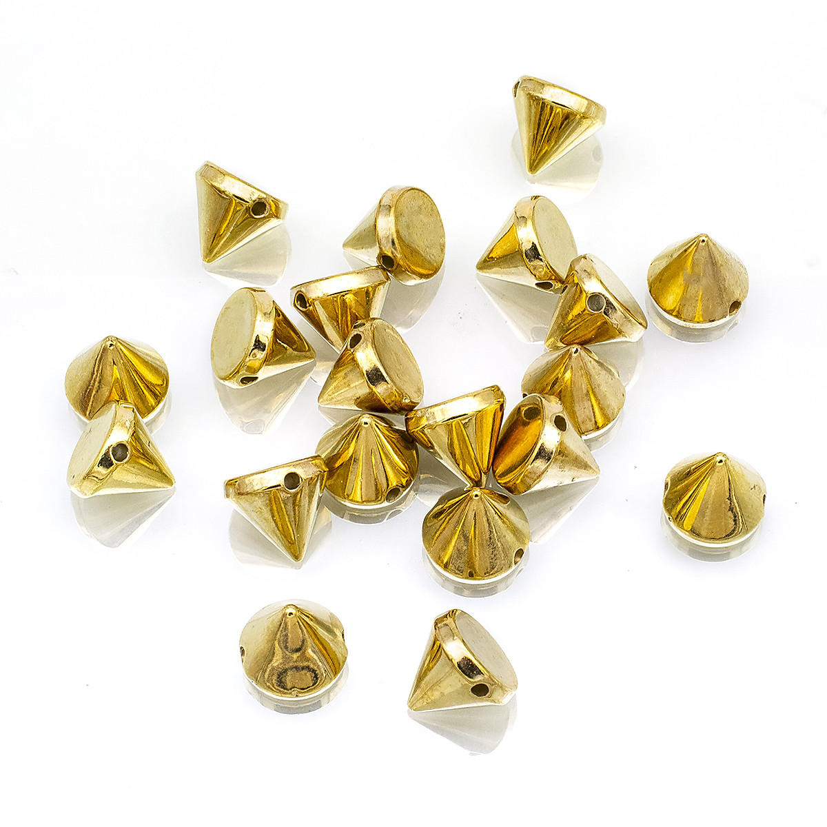 Шипи Намистини Акрил, ССВ-Покриття, Конус, Золото, 12х12мм, Отвір 1.5мм, 20 шт, фото 1