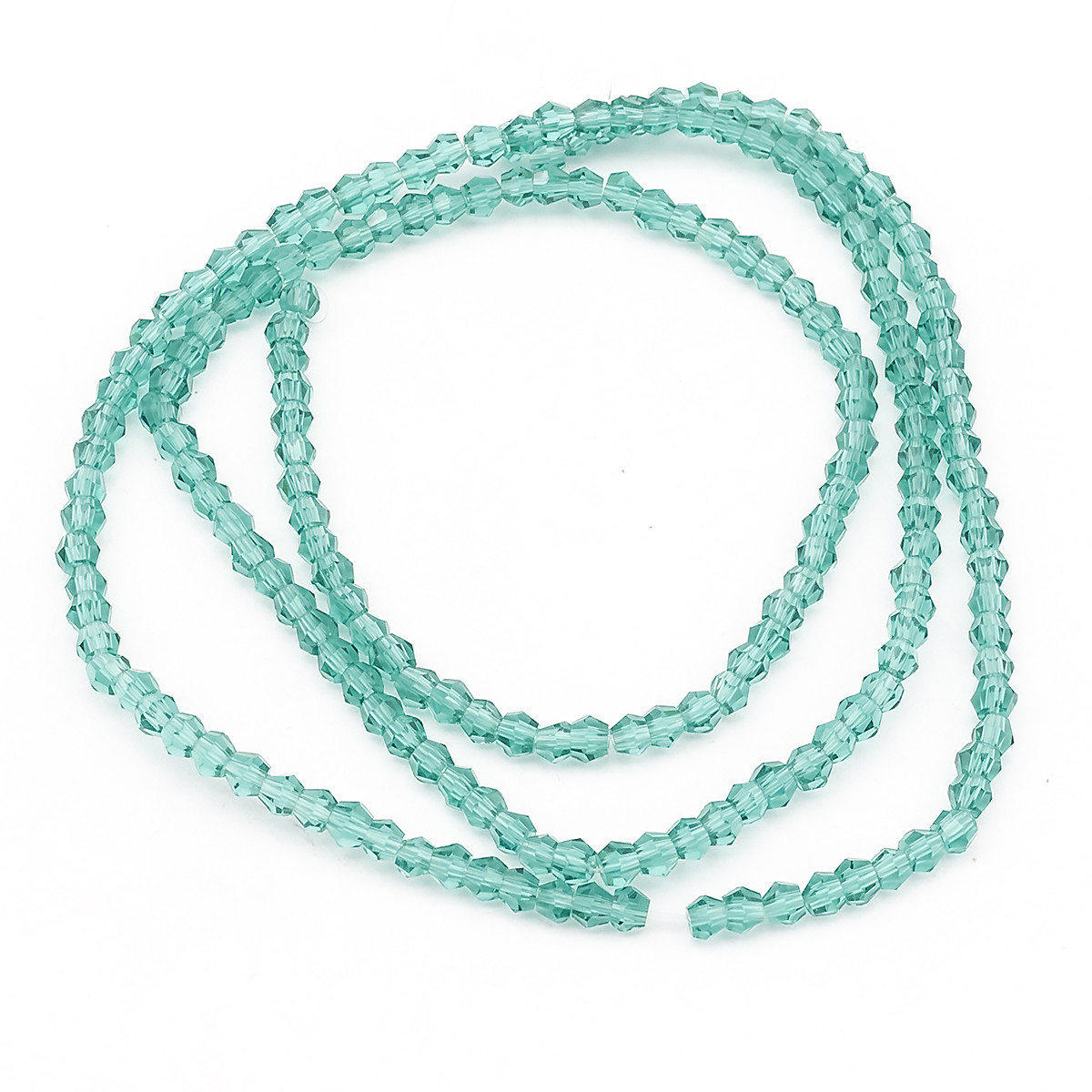 Намистини Австрійський Кришталь, Імітація, Скло, Грановані Біконус, Темний Ціан, 2х3мм, 190шт/40см/нитка, фото 1