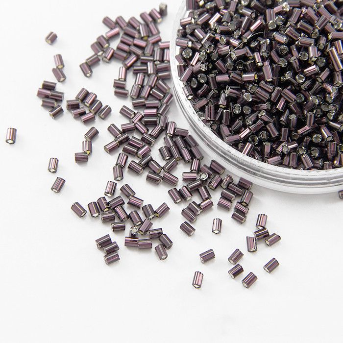 Бісер Стеклярус 35122/27010/1" Чеський Preciosa, Прозорий зі срібною смугою TSL, Фіолетовий, 50 г, фото 1