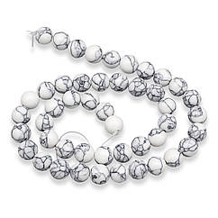 Намистини Синтетичний Говліт Круглі, Білий, 8мм, Отвір 1мм, близько 48шт/38см/нитка