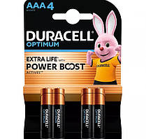 Батарейка Duracell Optimum, LR03 4 шт AAA лужна