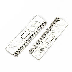 Конектор Прямокутний Біжутерний сплав, 16 отворів, Античне Срібло, 48.5х14х2мм, Отвір 3мм, 2 шт