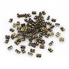 Заглушки для Пусет, для Сережок, Залізні, Колір Бронзовий, 5х3.5мм, Отвір 0.8~1мм, 100 шт