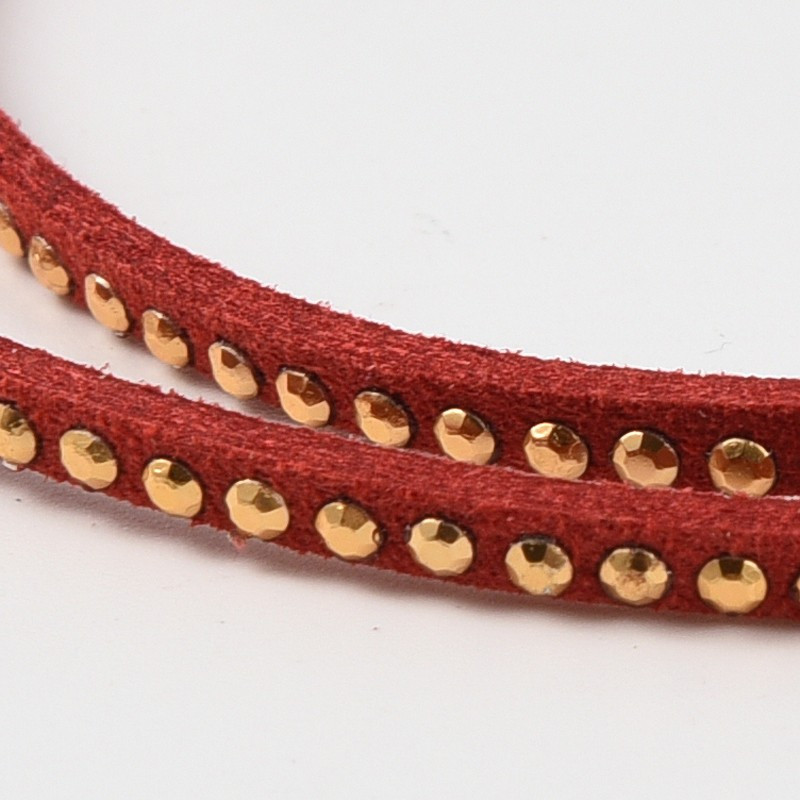 Шнур Замшевий, із золотистими алюмінієвими вставками, Цегляний, 3х2мм, 1 м, фото 1