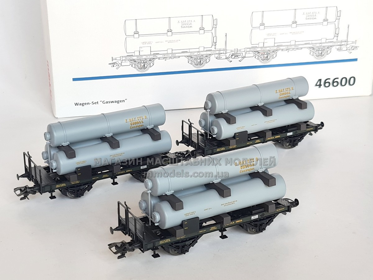 Marklin Набір вагонів «Газовий вагон» в оригінальній упаковці, масштаб 1:87, H0 I эпоха. K. Bay. Sts. B., фото 1