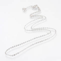 Ланцюг Якірний, Залізний для Намист, Готова Основа із Застібкою Карабін Лобстер, Спаяний, Платина, 45см, 2 шт