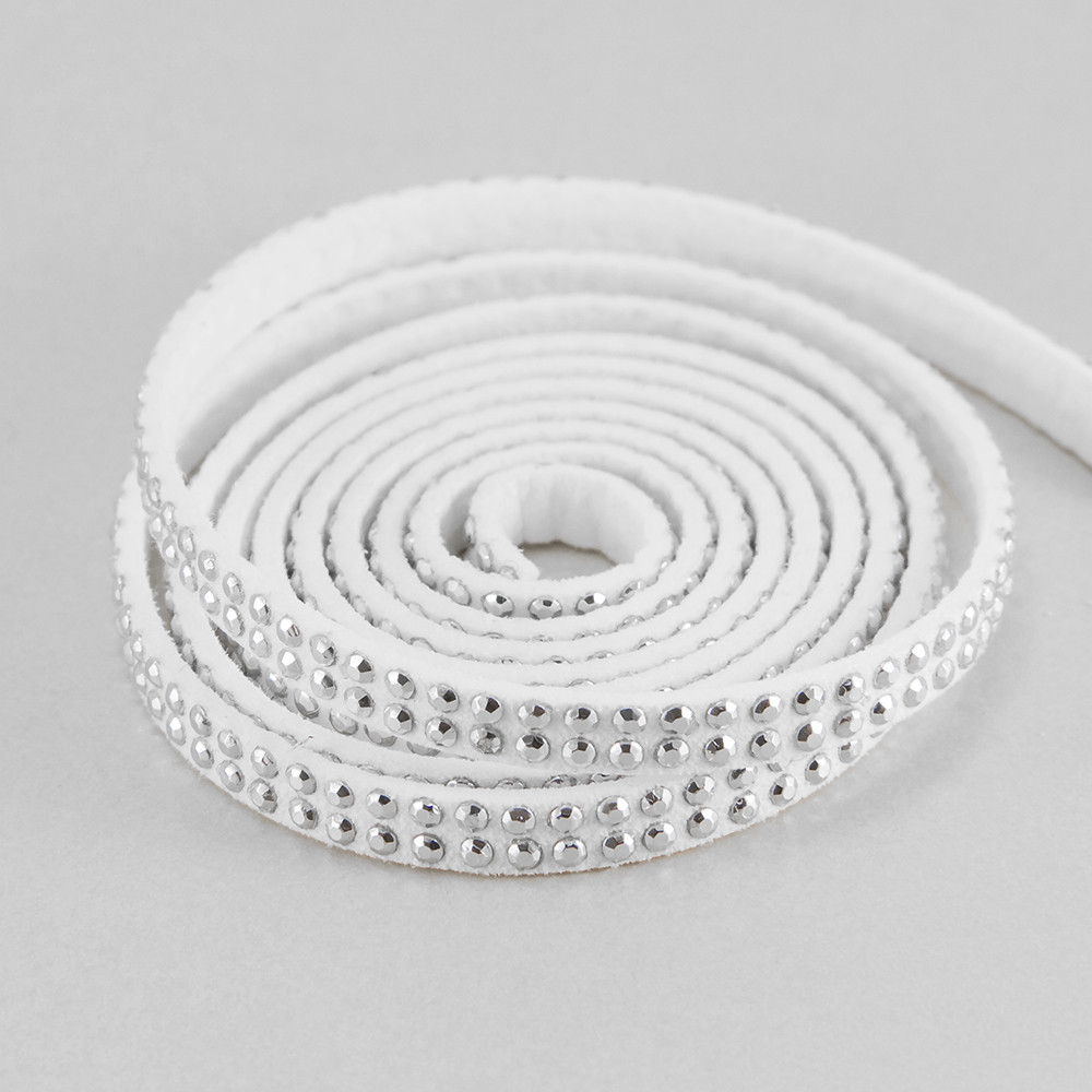Шнур Замшевий, з алюмінієвими вставками, Білий, 5х2мм, 1 м, фото 1