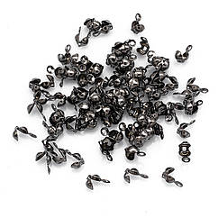 Калоти Залізні, Затискачі-кінцевіки, Колір Збройова Сталь, 8х4мм, Отвір 1.5хвнутрішній 3мм, 100 шт