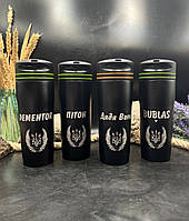 Термокружка 380 мл с индивидуальной гравировкой, черная ТК06