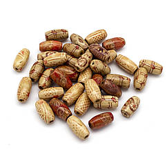 Намистини Дерев'яні Друковані, Овальні, Різнобарвний, 15х7мм, Отвір 3мм, близько 80шт/25г