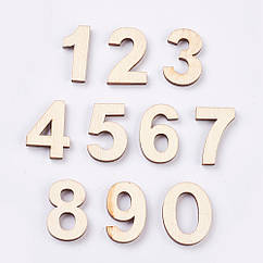 Кабошони Дерев'яні Цифри, Світло-коричневий, 29~30x12.5~23x3.5~4 мм, Комплект 10шт